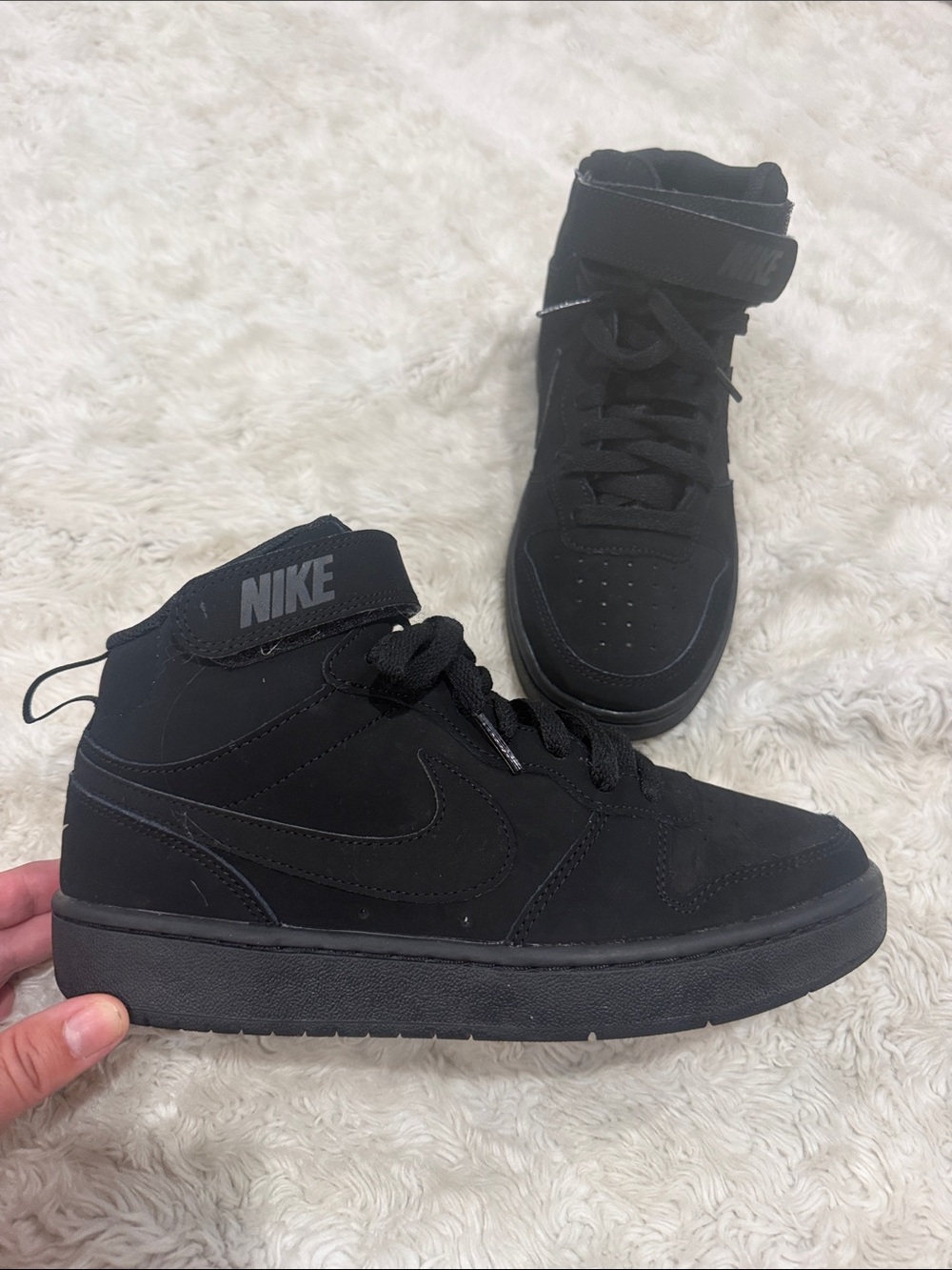 Nike Court Borough Mid 2 high-top with strap black suede Boys kids Size 6 Y